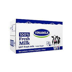 THÙNG 12 HỘP SỮA TƯƠI TIỆT TRÙNG VINAMILK 100% 1L