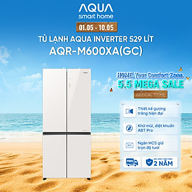 Tủ lạnh Aqua Inverter 529L AQR-M600XA(GC) - Mặt gương trắng - Bảo hành 2 năm - Freeship toàn quốc - Hàng chính hãng