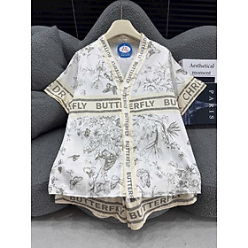 Bộ Đồ Ngủ Lụa Việt Nam Cộc Cổ Kimono Dễ Thương Xinh Xắn