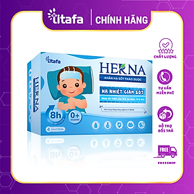 Khăn hạ sốt thảo dược Herna (20 khăn) - Giúp hạ sốt giảm nhiệt nhanh, an toàn cho bé