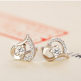 Hoa tai bạc 925 hình trái tim thời trang nữ cực xinh, giá rẻ