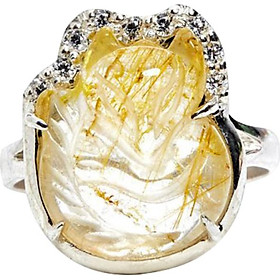 Nhẫn Bạc Hồ Ly Thạch Anh Tóc Vàng Ngọc Quý Gemstones N5