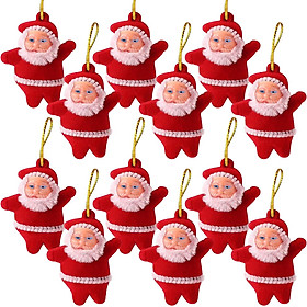 Santa Claus Mini Giáng sinh đồ trang trí, gói 12 bùa Giáng sinh thu nhỏ để treo bộ đồ trang trí màu đỏ của ông già Noel