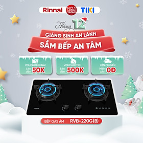 Mua Bếp gas âm Rinnai RVB-220G(B) mặt bếp kính và kiềng bếp gang - Hàng chính hãng.