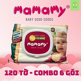 Combo 6 gói khăn ướt mamamy không mùi 120 tờ Vaca Baby House