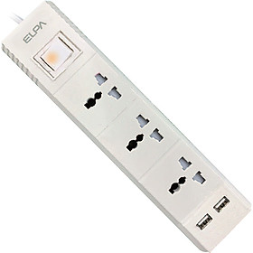 Ổ cắm 3 ổ điện; 1 công tắc; 3m; 2xUSB ELPA ESU-VNC33 - HÀNG CHÍNH HÃNG