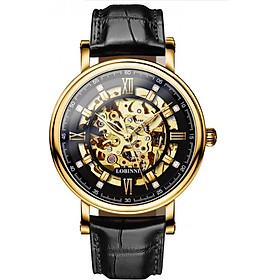 Đồng hồ nam chính hãng LOBINNI L9010-1 ,Kính sapphire chống xước,Chống nước 50m,bảo hành 24 tháng,Máy cơ(Automatic,dây da đen xịn,máy lộ cơ