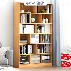 Hình ảnh Kệ Sách Đứng Để Sàn FIVO Mã FB70 Chất Liệu Gỗ MDF Chống Thấm Bề Mặt Cực Tốt, Chia Ngăn Tiện Lợi, Kiểu Dáng Hiện Đại (Kích thước 80x24x178cm)