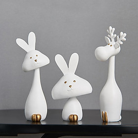 Rabbit Figurine Cartoon Shelf Desktop Reindeer Bunny Statue Sculpture