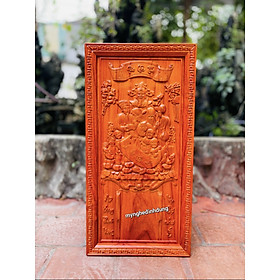 Đốc lịch treo tường khắc tích phúc lộc thọ bằng gỗ hương đỏ kt 41×81×3cm
