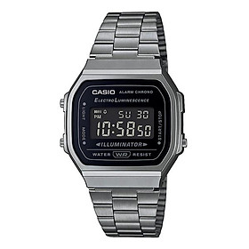 Đồng hồ nam Casio A168 / A168WGG-1B dây thép mạ ion màu xám, chống nước 50m, hàng chính hãng
