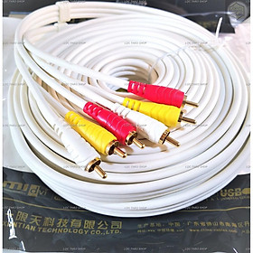 Cáp loa AV 6 đầu hoa sen RCA dài 10M cao cấp JSJ (dây AV 6 đầu)