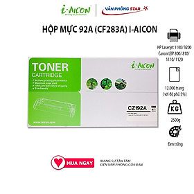 Mua  hàng chính hãng  Hộp mực 92A thương hiệu I.aicon mã mực 92A (CF283A) dùng cho máy in HP Laserjet 1100/ 3200/ Canon LBP 800/ 810/ 1110/ 1120. Dung lượng bản in 2.500 trang A4 (với độ phủ 5%). Chất lượng bản in đẹp nét  tương thích hoàn toàn