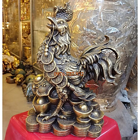 Mua tượng gà trống đứng tiền và gậy như ý 29cm  tượng gà bằng đồng  bán tượng gà bằng đồng