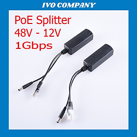 Jack POE Hạ Thế 48V Sang 12V Tốc Độ 1Gbps RJ45