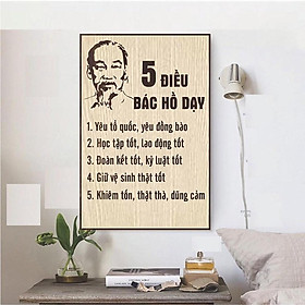 Tranh treo tường bằng gỗ 5 Điều Bác Dạy. Nhận thiết kế theo yêu cầu