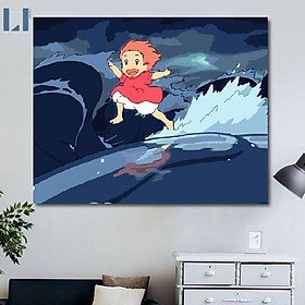 Mua Tranh tô màu theo số có khung Người cá Ponyo - Tranh sơn dầu số hóa tự tô LIM Art