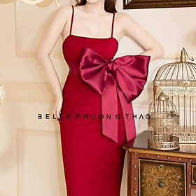 Đầm body 2 dây cúp ngực nơ lưng