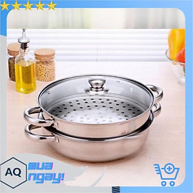 Mua Nồi Hấp Thực Phẩm 2 Tầng 28Cm  Vung Kính Dùng Được Cho Bếp Từ