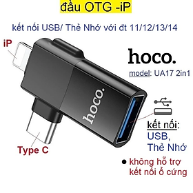 Mua Đầu chuyển đổi OTG 2in1 iP / Type C to USB Hoco UA17 đọc dữ liệu usb cho  điện thoại _  Hàng chính hãng