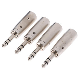 4 Pack of XLR MALE Plug With 3 Pin to 6.35mm Stereo Jack Plug Microphone Adapter