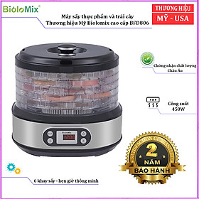 Máy sấy thực phẩm và trái cây Biolomix BFD806 BPA FREE, công suất 450W, 6 khay sấy riêng biệt- Hàng chính hãng