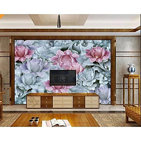 Tranh dán tường Tranh phong thủy hoa sen phú quí, tranh dán tường 3d hiện đại (tích hợp sẵn keo) MS626297