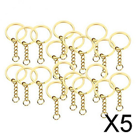 5x20x Split Key Chain Rings with Chain and Jump Rings Bulk for Crafts Golden