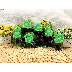 Mua Bộ 6 Tượng Bồ Tát Di Lặc Hoan Hỉ Xanh kèm đế tượng 6 chân ( Loại Lớn )