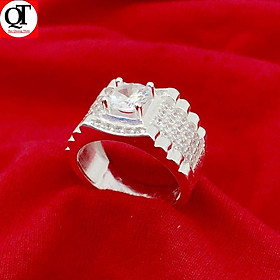 Nhẫn nam Bạc Quang Thản phong cách Hàn Quốc đính đá kim cương nhân tạo cao cấp chất liệu bạc thật không xi mạ - QTNA60