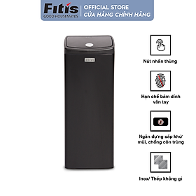 Mua Thùng rác inox FITIS nhấn vuông lớn STL1-903 - đen - 22L