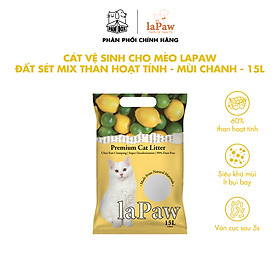 Cát vệ sinh cho mèo laPaw đất sét mix than hoạt tính siêu vón cục, siêu khử mùi, thơm lâu, ít bụi 15L