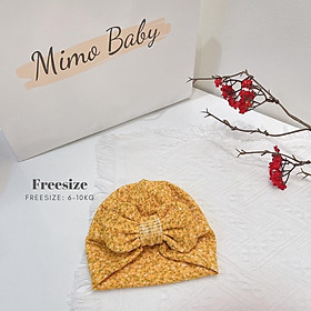 Mũ nón turban nơ vàng hoa nhí cho bé 6-10kg Mimo baby MTB67