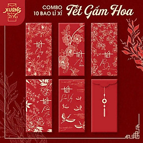 Bao Lì Xì Chữ Tết Họa Tiết Gấm Hoa Đỏ May Mắn 2026