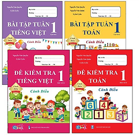 Sách - Combo Bài Tập Tuần và Đề Kiểm Tra Lớp 1 Cánh Diều - Môn Toán và Tiếng Việt học kì 2 (4 cuốn)