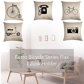 E424 Classic Retro Bicycle Series Linen Hug Pillowcase Home Sofa Pillowcase