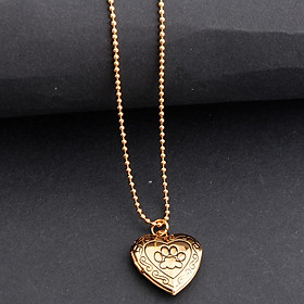 Retro Heart Shaped Paw Print Engraved Pendant Necklace Picture Photo Lockets Charm Necklace for Women Girls Men Gifts