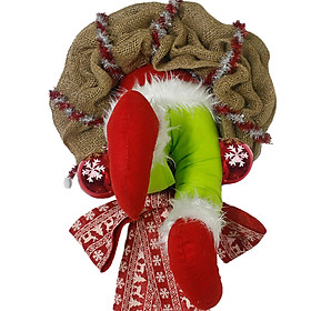 Wall-Mounted Christmas Decoration How The Christmas Thief Stole Christmas BurlapWreath Santa Decorative Artware
