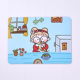 Mua Miếng lót chuột hoạ tiết hoạt hình cô bé- Tấm lót bàn di chuột máy tính/ Laptop đế silicon chống trượt & chống thấm nước