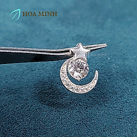 Charm bạc Hoa Minh Gem kiểu hình trăng sao đính đá lấp lánh, mặt dây chuyền charm tòng teng xinh xắn