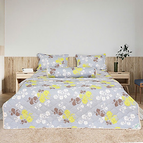 Bộ drap gối Hometex cotton in hoa văn