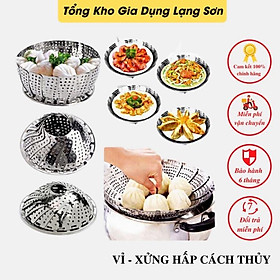 Vỉ hấp cách thủy inox 304 - Xửng hấp gấp gọn đa năng tiện lợi dùng đồ xôi - Vỉ hấp xòe có 3 chân gấp gọn inox không gỉ