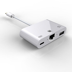 Bộ Chuyển Đổi 3 Trong 1 Gồm Cổng USB 3.0, Cổng Đọc Thẻ Nhớ Và Cổng Sạc Cho iPhone/iPad (100Mbps)