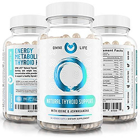Thyroid Support Supplement with Iodine - Premium Energy, Adrenal, Metabolism, Focus, Weight Loss - Complex Vegetarian Formula with Vitamin B 12, Magnesium, Selenium, Ashwagandha - 60 Vegan Capsules.