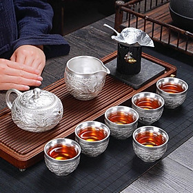 Mua Bộ ấm chén bạc pha trà Tây Thi Long Phụng