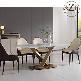 Mua Bàn Ghế Ăn Phong Cách Đương Đại Châu Âu - Xu Hướng Hiện Nay Cho Không Gian Hiện Đại - Chân Thép Mặt Đá - Hàng Nhập Khẩu AZP