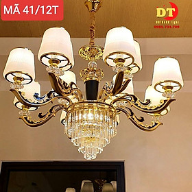 Đèn chùm phale phòng khách DOTHANH LIGHT 41, 12 tay chao thuỷ tinh phong cách cổ điển DCN