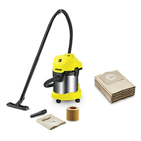 Combo Máy hút bụi khô & ướt cao cấp Karcher WD 3 Premium và túi lọc bụi - Hàng Chính Hãng