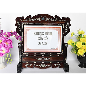 khung hình thờ gỗ Gõ, cẩn ốc xà cừ 35 x 25