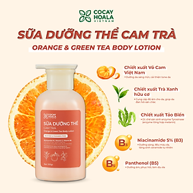 Combo Sữa Tắm Trắng Da, Sữa Dưỡng Thể Cam Trà Cỏ Cây Hoa Lá - Dưỡng Da Trắng Sáng Tự Nhiên Từ Bột Vỏ Cam - 300g